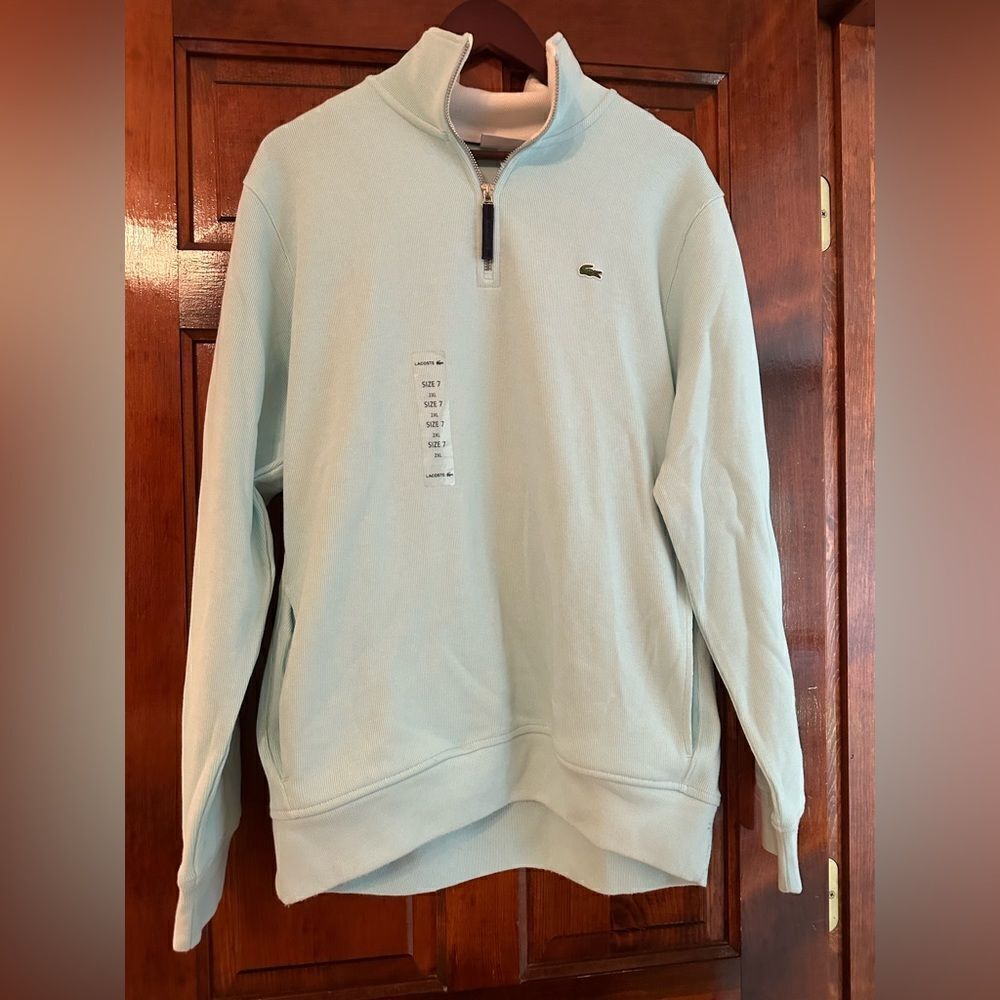 NWT Men’s Mint Lacoste Ribbed Quarter Zip Ribbed Pullover Size XXL/7